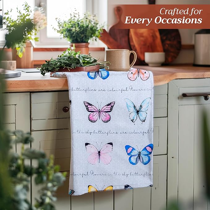 Maison d' Hermine Kitchen Towels Set of 2 100% Cotton 27.50" x 20" Reusable Cloth Tea Dish Towels Absorbent with Hanging Loop for Kitchen, Dining, Cocktail Parties Spring/Summer (Blossoms in Spring)