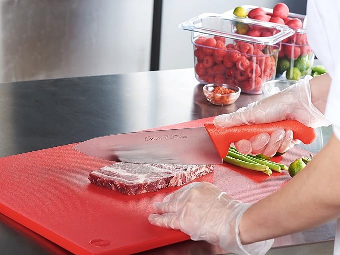CURTA Cutting Boards for Kitchen, 20" x 14" x 0.5" Red Color Coded Plastic Chopping Board with Anti Slip Surface Dishwasher Safe