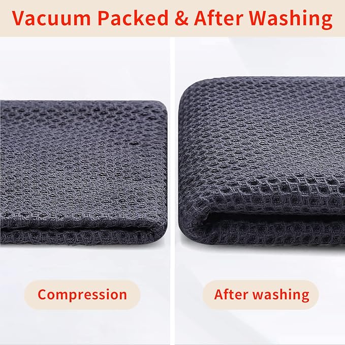 Homaxy 100% Cotton Waffle Weave Kitchen Dish Cloths, Ultra Soft Absorbent Quick Drying Dish Towels, 12 x 12 Inches, 6-Pack, Dark Grey