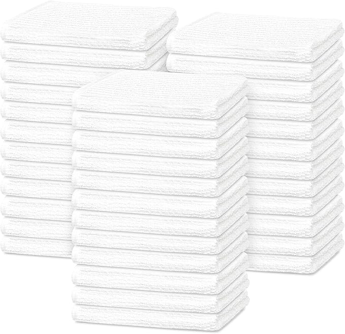 Tens Towels 36 Pack Ribbed Weave White Barmop,100% Cotton, 16x19 inches, Super Absorbent Kitchen Bar Towels, Lighter Weight Cleaning Cloths, Perfect for Drying Dishes at Home and Restaurant