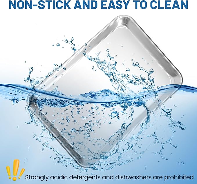 6 Pack Full Size Baking Sheet Pan Aluminum Commercial Pan for Oven Freezer Bakery Hotel Restaurant 18" × 26"