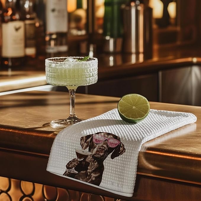 Cabana Bro Funny Chocolate Labrador Retriever Kitchen Towels, Chocolate Lab Gifts Dish Tea Hand Towels for Kitchen Bar Cart Decor, Gifts for Cocktail Lovers, Bar Towel for Bartender, 16x24 Inches