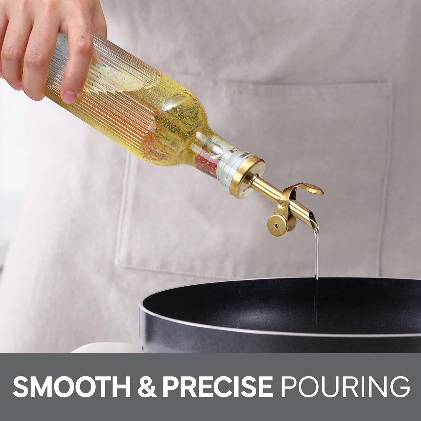 COOK WITH COLOR Glass Olive Oil Dispenser Bottle - 2 Pack, 17 oz Cruet - Elegant Carafe Decanter with Spout for Kitchen, Suitable for Vinegar, Coffee Syrups & Other Liquids