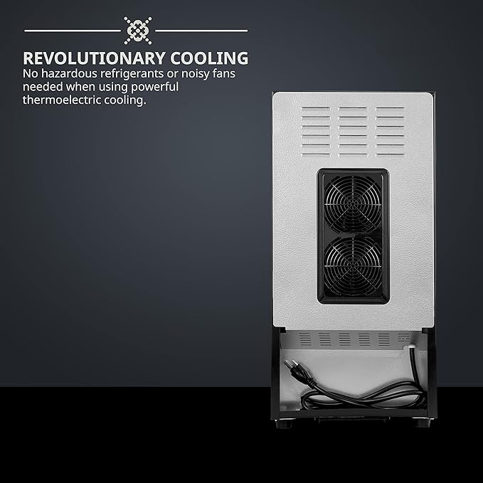 SCHMÉCKÉ 10 Bottle Thermoelectric Wine Cooler/Chiller - Stainless Steel - Counter Top Red & White Wine Cellar w/Digital Temperature, Freestanding Refrigerator Smoked Glass Door Quiet Operation Fridge