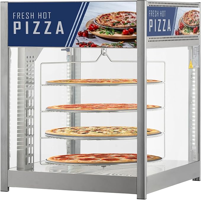 KoolMore 18 in. Commercial Pizza Display Warmer with 4 Rotating Racks in Stainless-Steel (KM-HPD4-18)