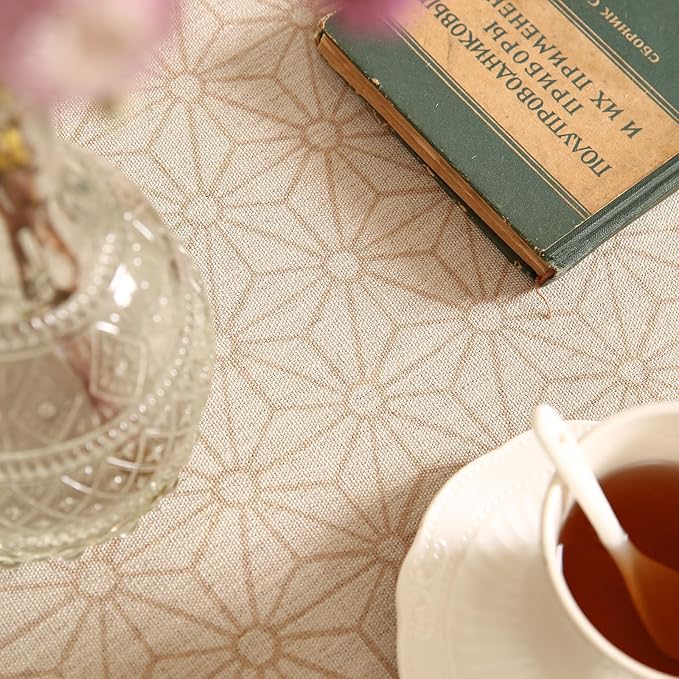 patdrea Designer Floral Linen Table Cloth Durable Breathable Tabletop Cover Dacorative Kitchen Dining Tablecloth for Round Tables for Kitchen Dining Parties,Holiday Christmas,Diameter 67"