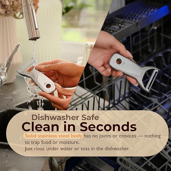 100% Stainless Steel Potato Peelers, 5Y warranty, Fruit Peeler for Kitchen, Ultra-Sharp, Ergonomic Handle, Vegetable Peelers for Kitchen, Dishwasher Safe, Pelador de papas, Veggie Peeler