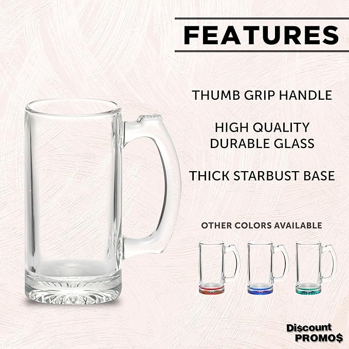 12 Libbey Beer Mugs Set, 12 oz. - Groomsmen Glassware - Clear