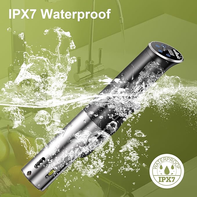 Sous Vide, Wancle 1100W Immersion Circulator, IPX7 Sous Vide Cooker, Small Space-Saving Design, Sous Vide Machines with Accurate Temperature Control, Black, 120V