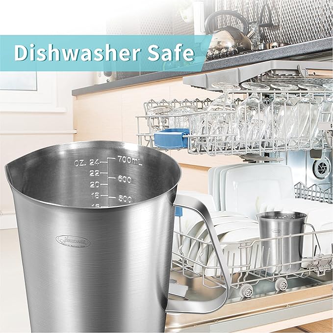 Measuring Cup, [Upgraded, 3 Measurement Scales, Including Cup Scale, ML Scale, Ounce Scale], Newness Stainless Steel Measuring Cup with Marking with Handle, 24 Ounces (0.7 Liter, 3 Cup)