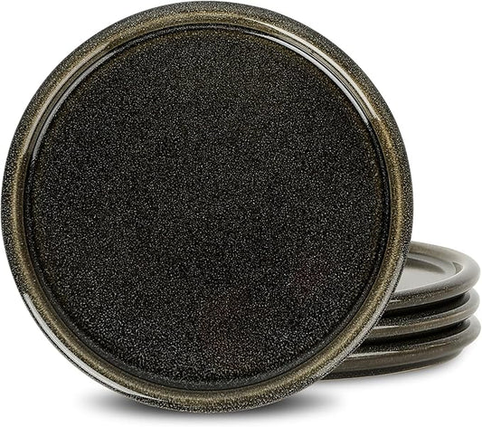 Stone Lain Eden 4-Piece Salad Plate Set Stoneware, Charcoal Grey