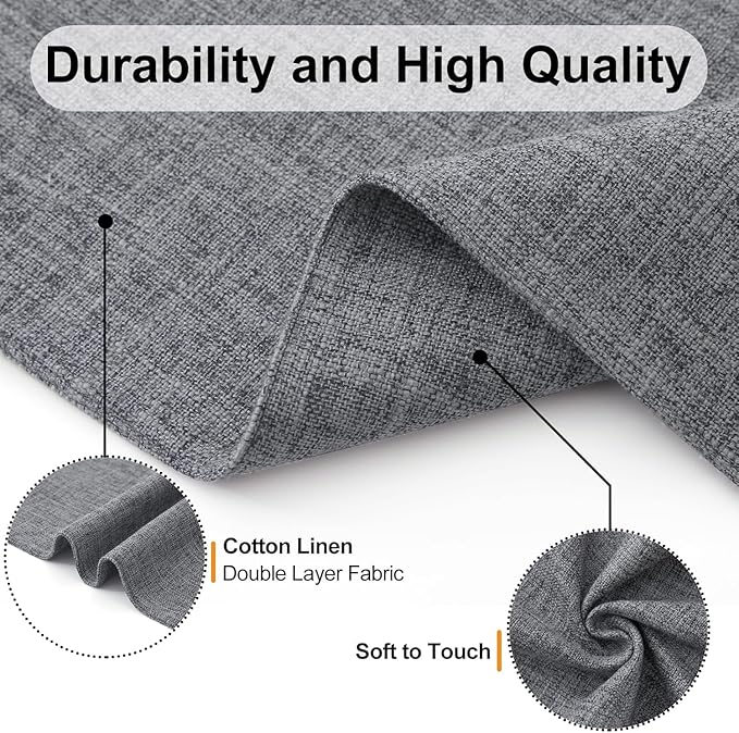 Homaxy Cloths Placemats for Dining Table Set of 8, Heat Resistant Washable Cotton Linen Blend Table Mats, Easy to Clean Place Mats for Indoor Outdoor Party Kitchen Decoration, 13" x 19", Dark Grey