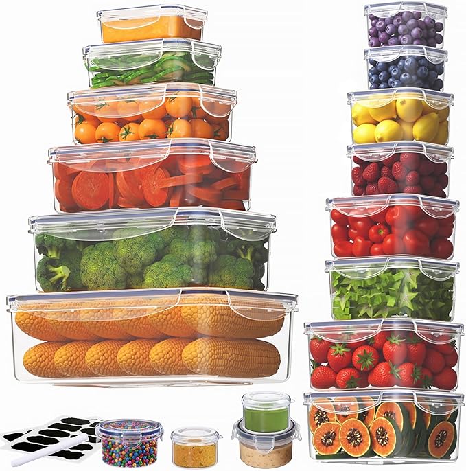 Taiuloo 36 PCS Food Storage Containers with Lids Airtight (18 Containers & 18 Lids), Reusable Leakproof Meal Prep Container for Lunch, BPA-Free Plastic Kitchen Organization, Freezer & Microwave Safe