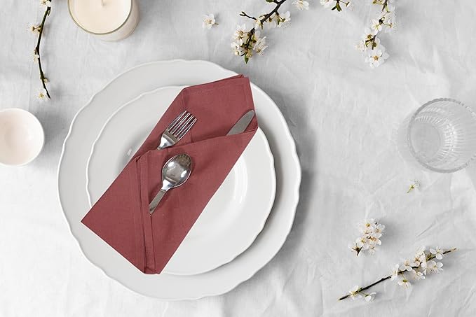 ANA Cloth Napkins Set of 6 (17.5x17.5) inch 100% Cotton Dinner Napkin Washable Hotel Quality Reusable Kitchen & Table Linen for Fall Thanksgiving Family Dinners Weddings & Everyday Use - Blush