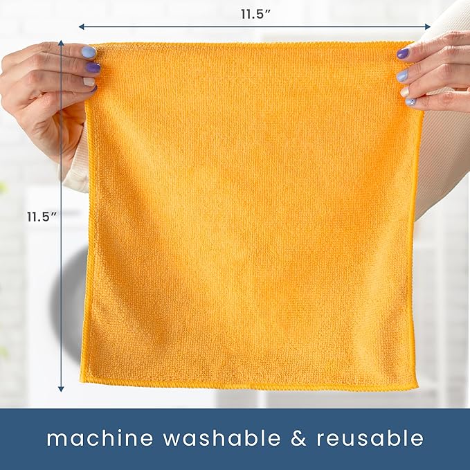 S&T INC. 25 Pack Microfiber Cleaning Cloth, Bulk Towels for Home, Reusable Microfiber Towels for Cars, Cleaning Rags, Assorted, 11.5 Inches x 11.5 Inches, 25 Count