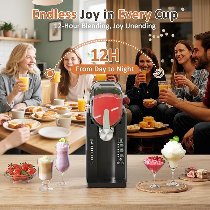 Slushie Machine, Slushy for Home No Ice Need, Professional Frozen Drink Maker & Margarita Machine, 6 Presets for Milkshakes, Frappés, Slush, Ice Cream, Large Capacity. Black