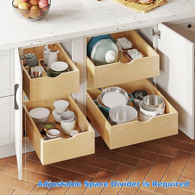 20" W x 22" D Soft Close Pull Out Drawers for Kitchen Cabinets, Slide Out Drawers for Kitchen Cabinets, Cabinet Pull Out Shelves