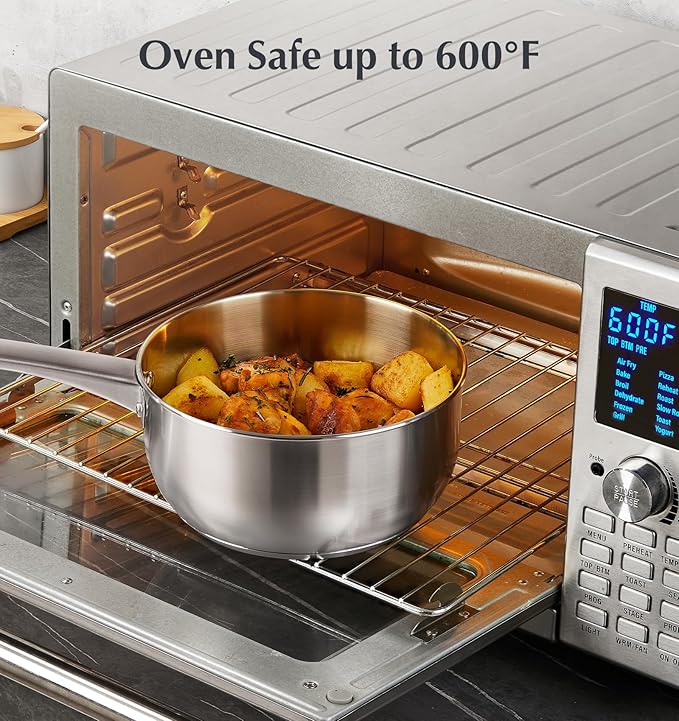 KOCH SYSTEME CS Stainless Steel Saucepan Set, 1QT & 2QT & 3QT Sauce Pan, Premium 18/10 Steel Sauce Pan Set, Induction Saucepans, Stainless Steel Pot Set 6 Piece, Easy to Clean, Oven Safe