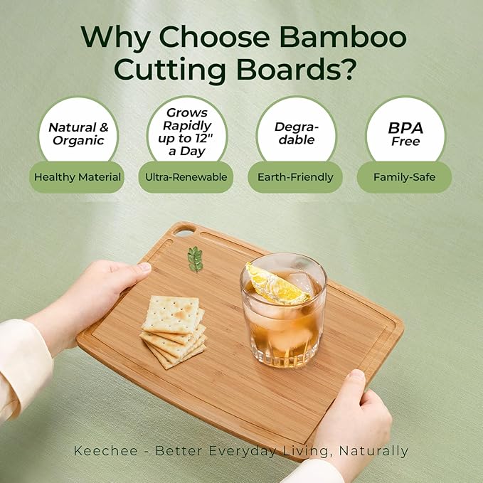 Dishwasher Safe Carbonized Bamboo Wood Cutting Boards for Kitchen with Juice Groove, Wooden Charcuterie & Chopping for Fruit, Vegetables & Cheese, Durable, Lightweight, Water-Resistant