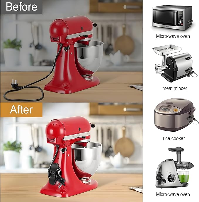 4 Pack Upgraded Cord Organizer for Kitchen Appliances with Self Adhesive Mount - Stick On Cord Organizer for Appliances, Cable Cord Holder Cord Winder for Blender, Mixer, Toaster, Air Fryer (Black)