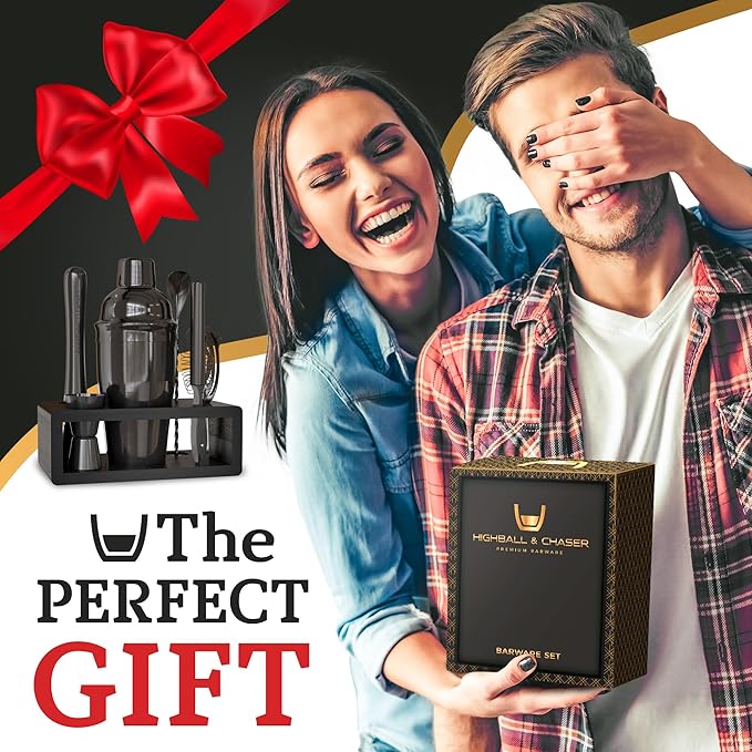 Highball & Chaser Cocktail Shaker Set: Bartender Kit for Home Bar Mixology Cocktail Bar Set Plus E-Book with 30 Recipes