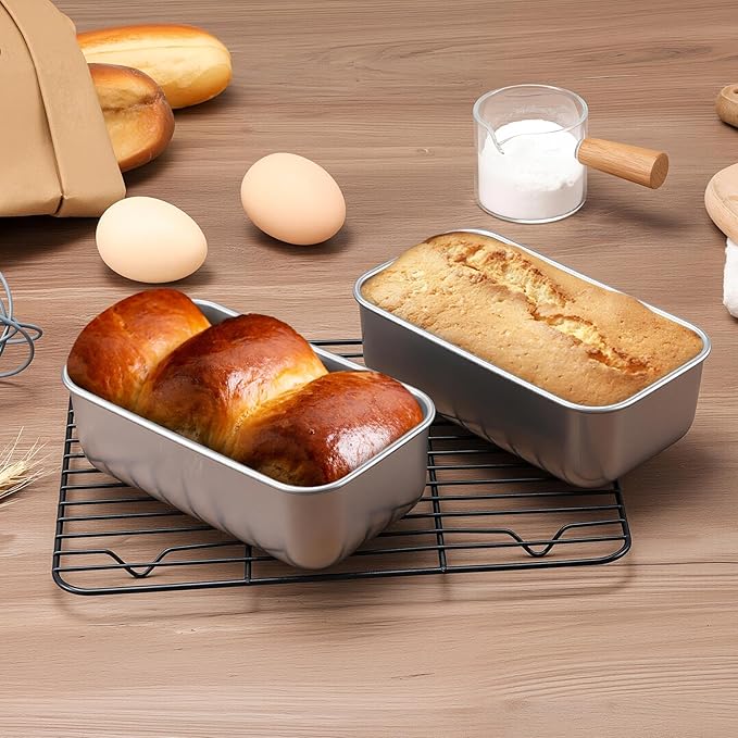 LIANYU 12 Pack Mini Loaf Pan for Baking Bread, 6.3 x 3.5 Inch Stainless Steel Small Bread Loaf Pan for Homemade Meatloaf, Tin Loaf Baking Pan Perfect for Banana Sourdough Sandwich, Dishwasher Safe
