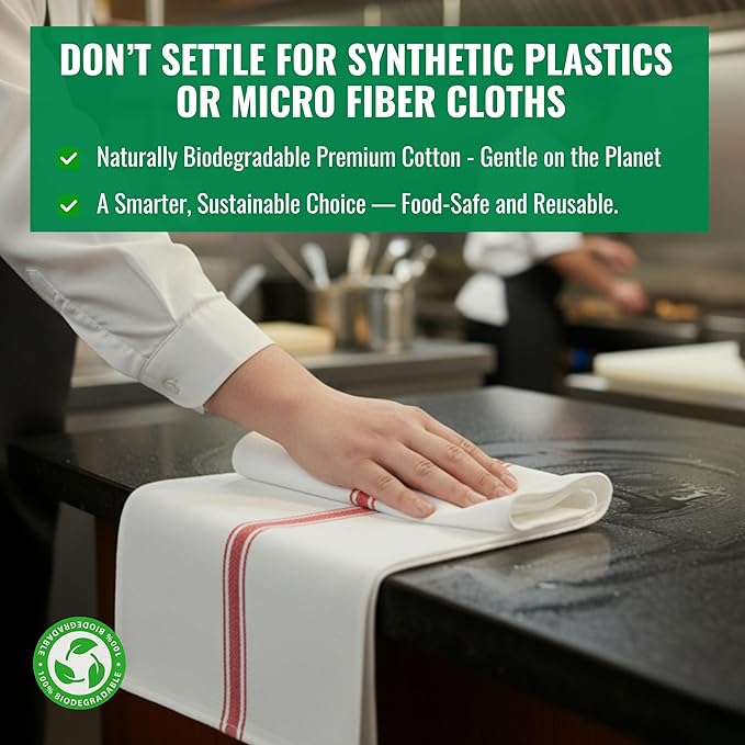 Kitchen Towels | Tea Towel for Craft| Cotton Dish Towels| Reusable Bulk Cleaning Cloths Red Hand Towels| Soft Super Absorbent Quick Dry Dish Rags Machine Washable 6 Pack 15" x 25"