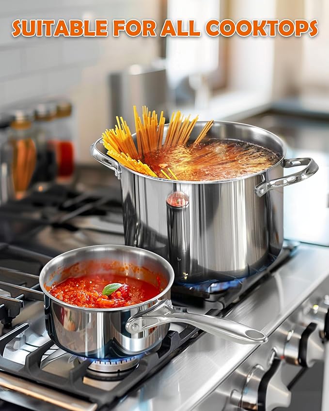 Cooks Standard Stainless Steel Saucepan Set 1.5 and 3 Quart, Multi-Ply Clad Sauce Pot With Glass Lid, Silver