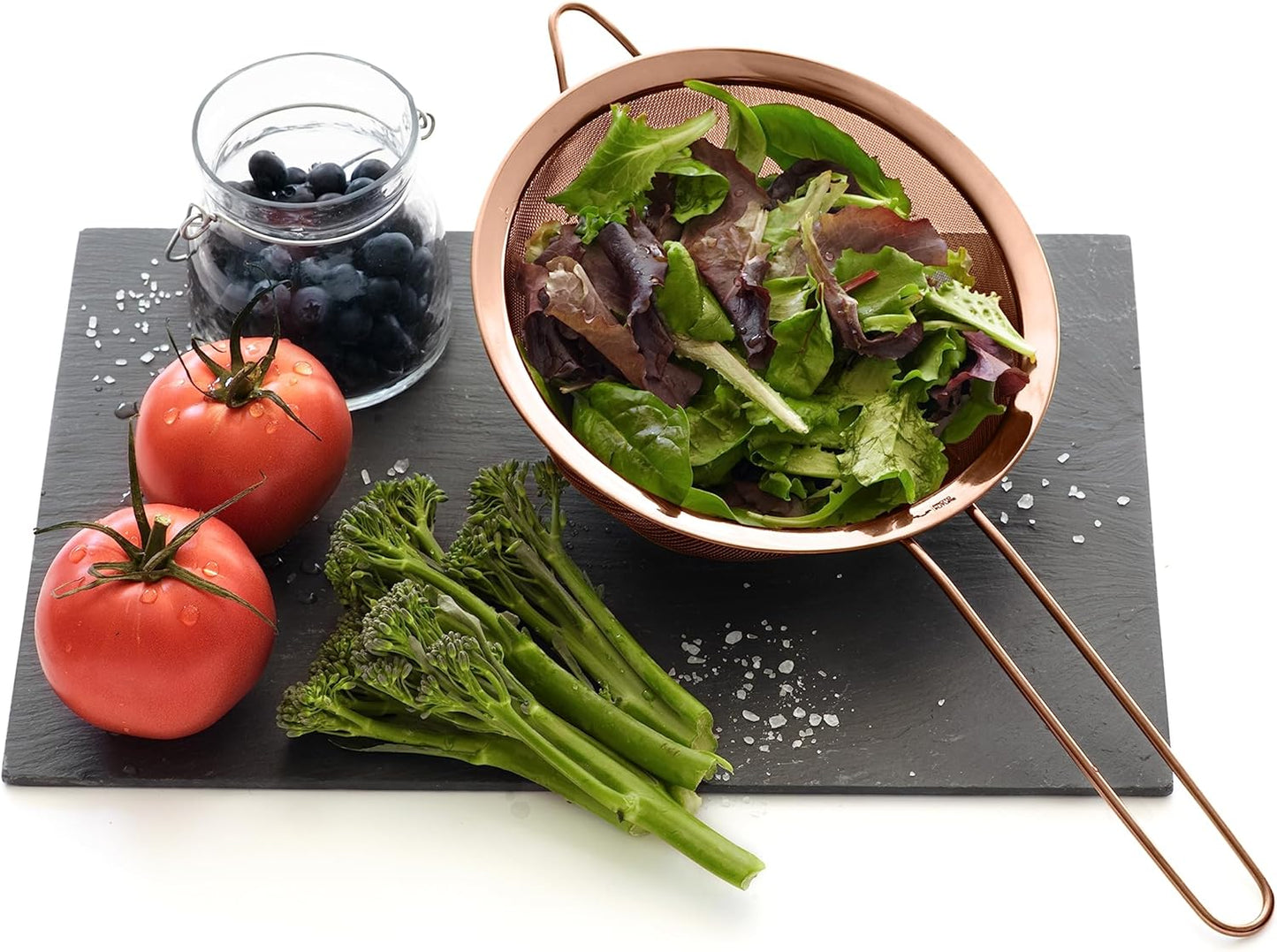 Strainer Set Fine Mesh – Premium 304 Stainless Steel (18/8) – 8″, 5.5″ and 3.3″ Sturdy Kitchen Strainers (Copper)