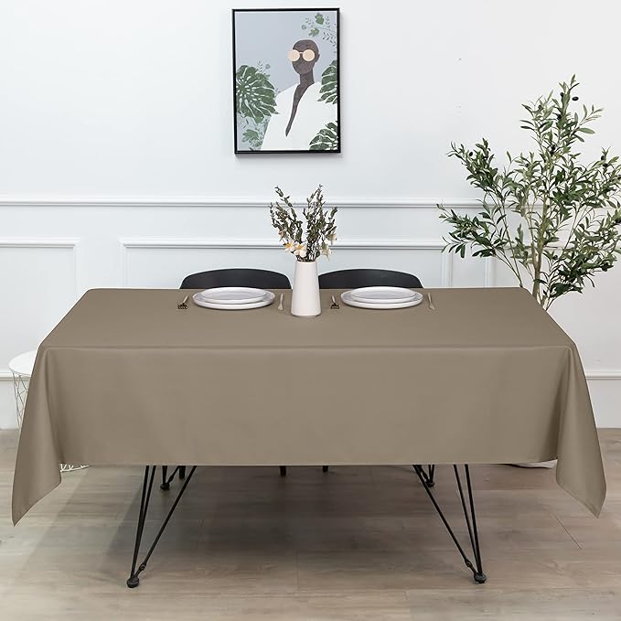 sancua Square Tablecloth - 54 x 54 Inch - Stain and Wrinkle Resistant Washable Polyester Table Cloth, Decorative Fabric Table Cover for Dining Tables, Buffet Parties and Camping, Taupe
