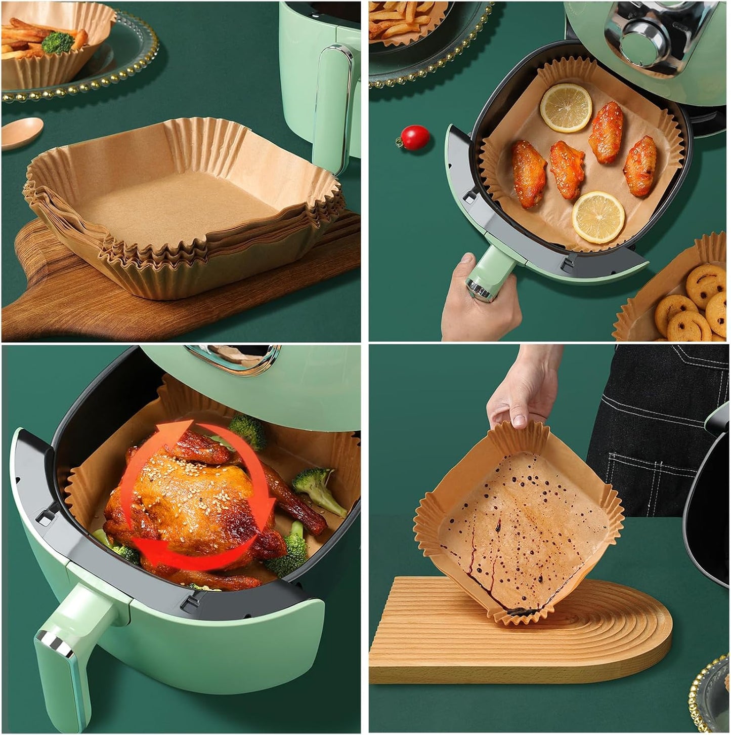 Air Fryer Liners Disposable,300Pcs LYHOLKEER 9inch Airfryer Liners for 5-8QT Air Fryer,Square Air Fryer Parchment Paper Liners for Ninja AF141,AF142,AF181,AF182,COSORI,Chefman,Instant Pot,Cuisinart