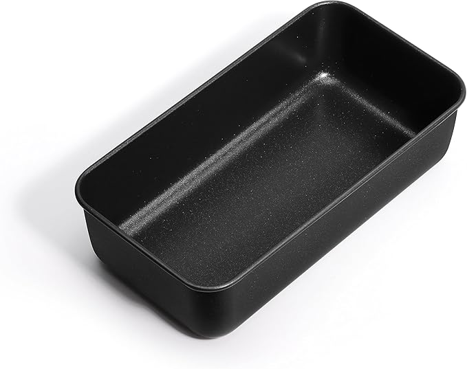 Herogo Non-Stick Loaf Pan, 9 x 5 Inch Stainless Steel Meatloaf Baking Pan for Baking Bread Meatloaf Brownie Lasagna, Black Rectangle Loaf Bakeware for Homemade Bread, Oven Safe