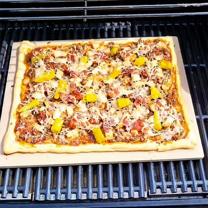 Extra Large Pizza Stone for Oven Baking, BBQ Grilling, 20" x 13.5" Rectangular Baking Stone Oven Bread Pan for Baking Bread, Universal High Temperature Cordierite BBQ Cooking Stone for Pellet Grill