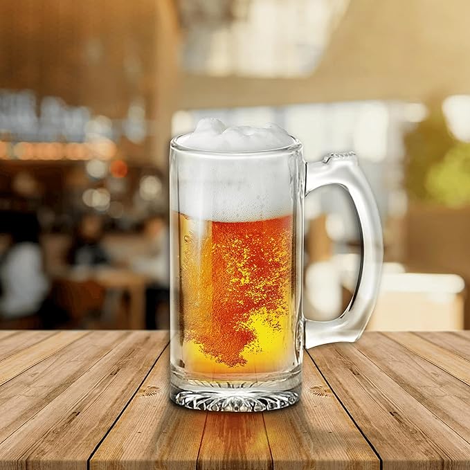 12 Libbey Beer Mugs Set, 12 oz. - Groomsmen Glassware - Clear