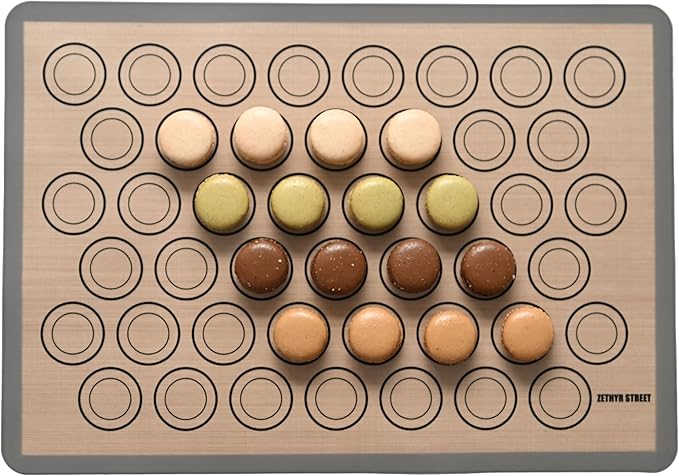 Macaron Silicone Baking Mats - Non-Stick Macaron Mat for Easy Baking | Heat Resistant & Dishwasher Safe Macaron Baking Mat | Reusable & Eco-Friendly, 3/4 Sheet Size - Pack of 3 - For Macarons And More