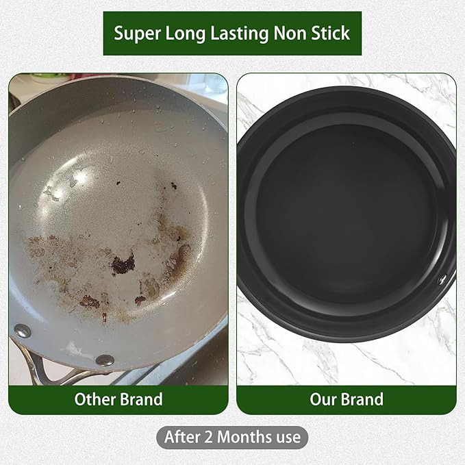 Cookware Set Nonstick Frying Pans, 8,9.5,11 inches Ceramic Non Stick Skillets, Egg Fry Pans for Cooking,PTFE,PFOA,PFAs Free,Oven&Dishwasher Safe,Ash Grey