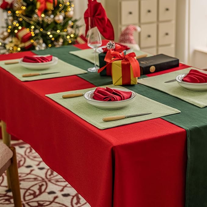 Home Brilliant Cloth Placemats Set of 6 Heat Resistant Dining Table Place Mats Kitchen Table Mats for Holiday Dinner Decor, Grass Green