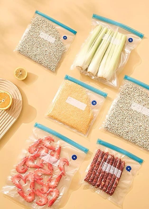 Sous Vide Bags-BPA-Free Reusable Vacuum Seal Bags for Food/Freezing safe-20pcs (8.6 * 8.5in) Vacuum Food Storage Bags & Seal Clips for Sous Vide Cooking-HOMYLAND