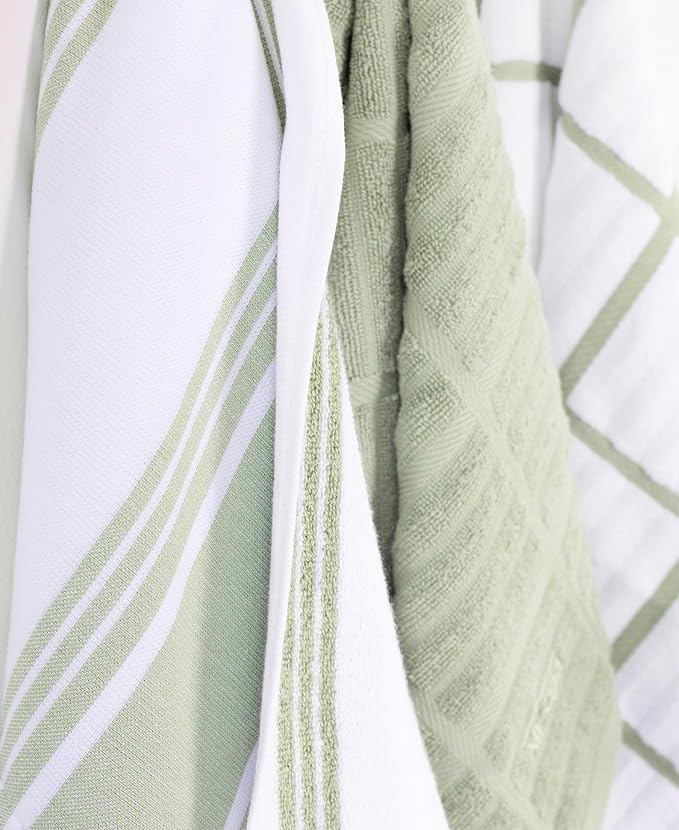 All-Clad Dual-Purpose Kitchen Towels: Highly Absorbent - 100% Cotton, 17"x30" Dish Towels for Cleaning & Drying Dishes & Glassware, 3-Pack, Fennel