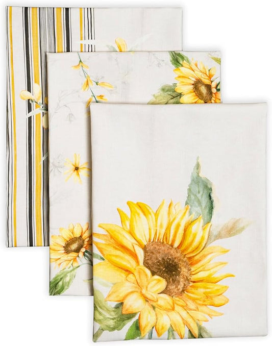 Maison d' Hermine Kitchen Towels Set of 3 100% Cotton 27.50" x 20" Reusable Cloth Tea Dish Towels Absorbent with Hanging Loop for Kitchen, Home, Dining, Cocktail Parties Spring/Summer (Candice)