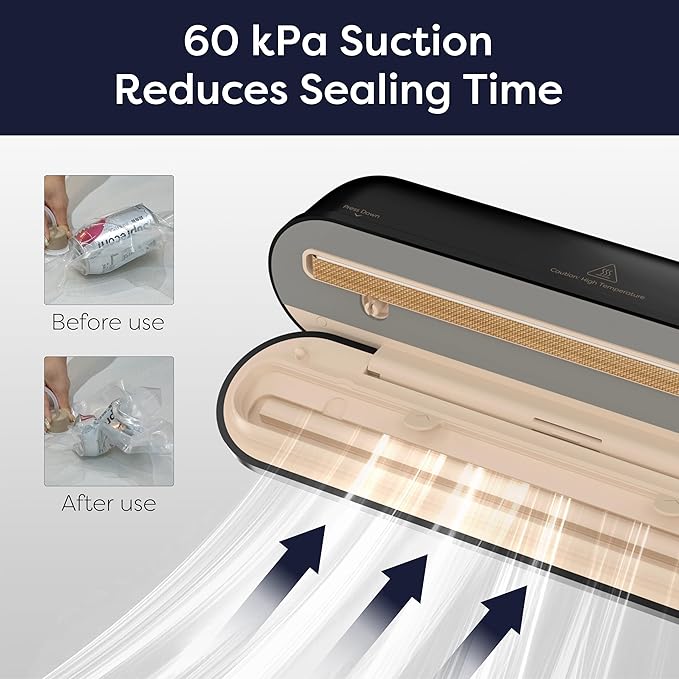 CIARRA Handheld Vacuum Sealer – Portable Food Preservation Machine with 3 Modes, Compact Automatic Sealing System for Dry & Wet Foods (Vacuum Sealer + 5 Pcs Vacuum Seal Bags)