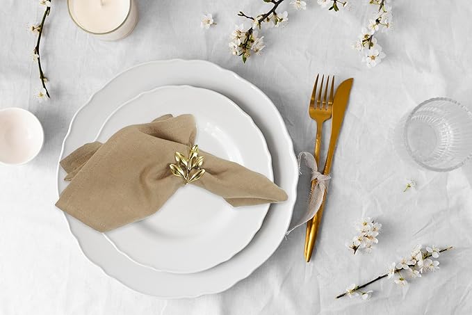 ANA Cloth Napkins Set of 12 (17.5x17.5) inch 100% Cotton Dinner Napkin Washable Hotel Quality Reusable Kitchen & Table Linen for Fall Thanksgiving Family Dinners Weddings & Everyday Use - Brown
