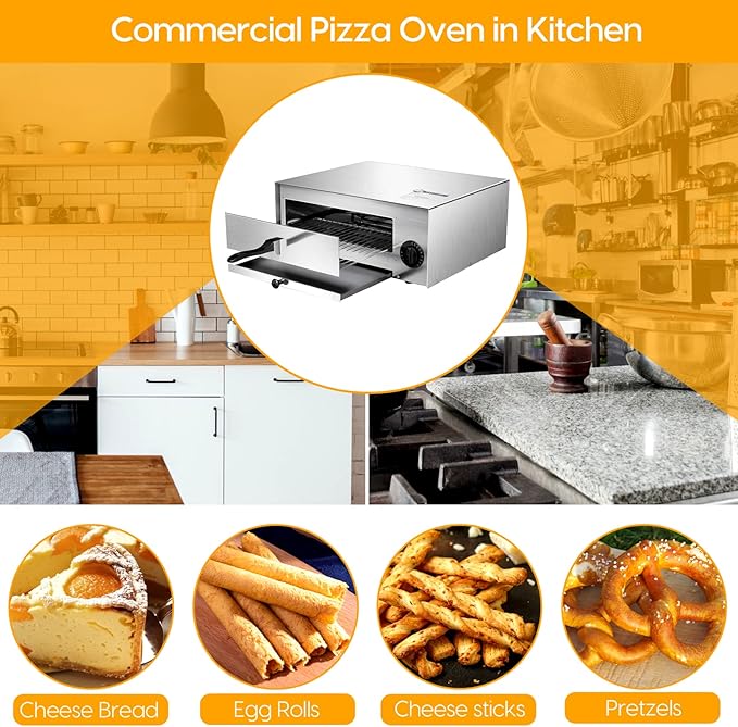 SIMOE Electric Pizza Oven,Indoor Pizza Oven with Handle & Removable Tray and 30mins Timer, Multifunctional Countertop Maker up to 12" for Kitchen, Camping,Party