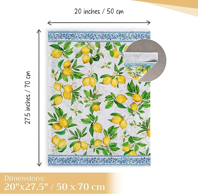 Maison d' Hermine Kitchen Towels Set of 3 100% Cotton 27.50" x 20" Reusable Cloth Tea Dish Towels Absorbent with Hanging Loop for Kitchen, Home, Dining, Cocktail Parties Spring/Summer (Cedrat)