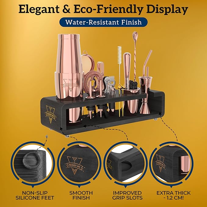 Elite Mixology Bartender Kit 20-Piece Boston Cocktail Shaker Set for Mixing with Stand- Indestructible Bar Accessories Bartending Kit, Cocktail Bar Set, Bartender Set, Bonus Recipe Cards Bar Tools