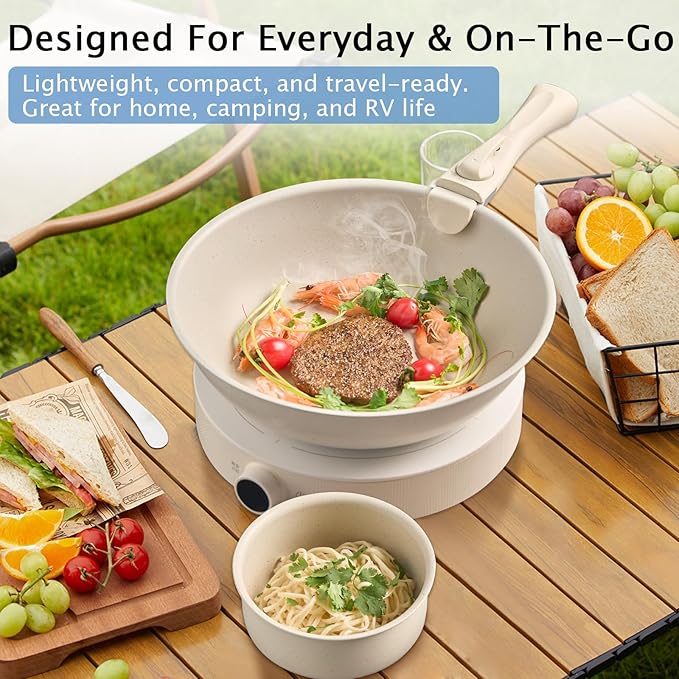 7Pcs Non Stick Pots and Pans Set, Ceramic Cookware Set with Detachable Handle, PFAS-Free, Oven & Induction Safe (White)