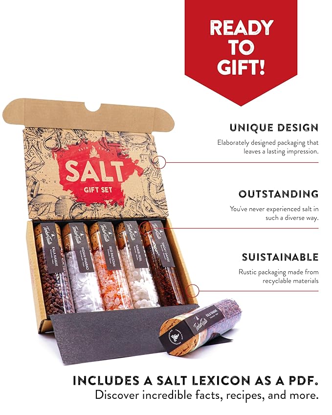 Gourmet Salt Mens Gifts – 5 Unique Salts – Stocking Stuffers for men, Spices and Seasonings Sets for Cooking, Food gifts for Men & Women, Seasoning gift Set, Cooking Gifts for men, Gift Sets for mens