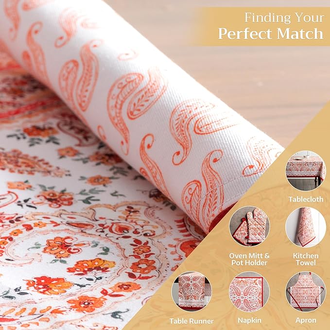 Maison d' Hermine Placemats Set of 4 100% Cotton Washable Cloth Place Mats, Reusable Table Mats for Thanksgiving Christmas Decorations Kitchen Dining Party Wedding Restaurant (Orient, 13" x 19")