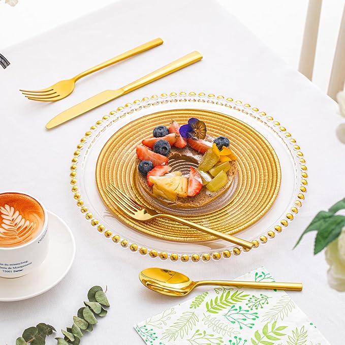 KINGSTONE Gold Silverware Set, 20-Piece Forged Flatware Set Cutlery Set Premium Stainless Steel, Service for 4, for Kitchen, Home, Wedding, Party, Mirror Polished and Dishwasher Safe