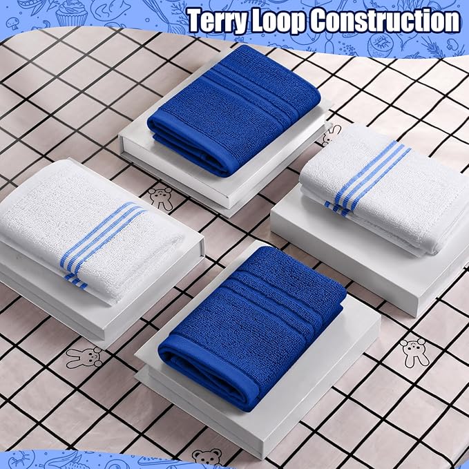 Dish Towels and Dishcloths with Oven Mitts Sets- 100% Cotton Tea Towels for Kitchen- 500 F Heat Resistant Oven Mittens 7.5"x12", Durable Dish Cloths 11.8"x11.8", Absorbent Dish Towels 13.5"x24"